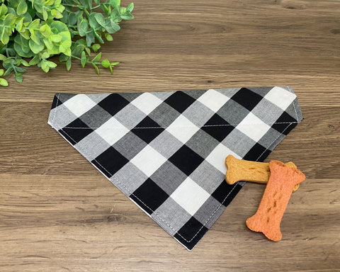 Black & White Buffalo Plaid Dog Bandana