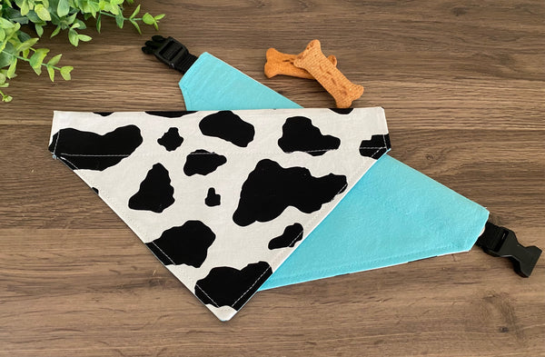 Cow Print/Teal Dog Bandana