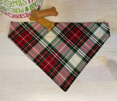 Green and Red Christmas Plaid Dog Bandana